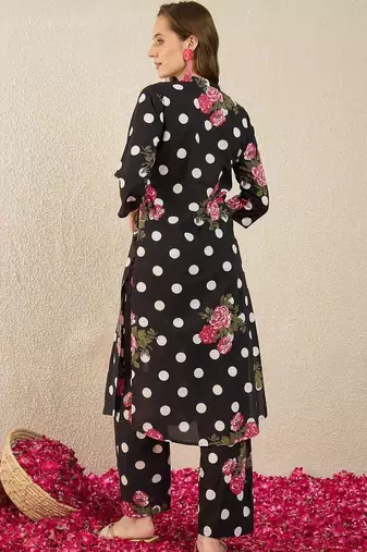 Women Floral Printed Regular Pure Cotton Kurta with Pyjamas