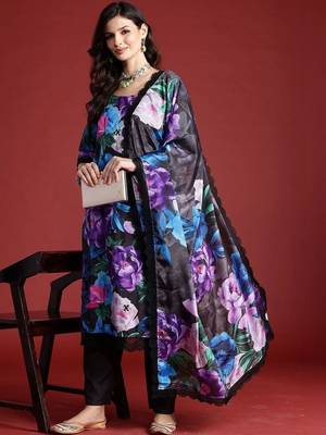Women Floral Printed Regular Kurta with Trousers & With Dupatta 1