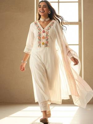 Women Ethnic Motifs Embroidered Regular Mirror Work Pure Cotton Kurta with Trousers & With Dupatta 2