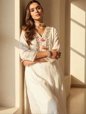Women Ethnic Motifs Embroidered Regular Mirror Work Pure Cotton Kurta with Trousers & With Dupatta 6