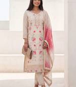 Women Floral Embroidered Regular Mirror Work Kurta with Trousers & With Dupatta