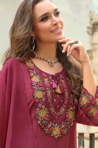 Women Ethnic Motifs Embroidered Regular Thread Work Kurta with Trousers & With Dupatta