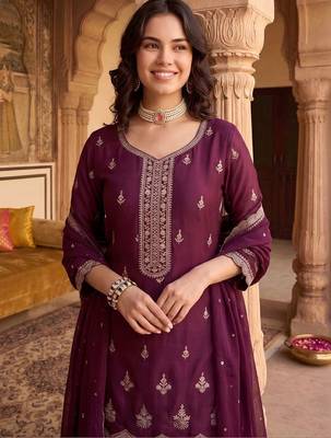 Women Ethnic Motifs Embroidered Regular Kurta with Sharara & With Dupatta 2