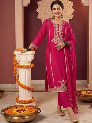 Women Ethnic Motifs Embroidered Regular Thread Work Kurta with Trousers & With Dupatta 6