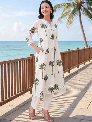 Women Ethnic Motifs Printed Regular Pure Cotton Kurta with Trousers 3