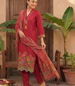 Women Ethnic Motifs Embroidered Regular Thread Work Kurta with Trousers & With Dupatta