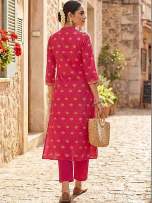 Women Ethnic Motifs Printed Regular Pure Cotton Kurta with Trousers 3
