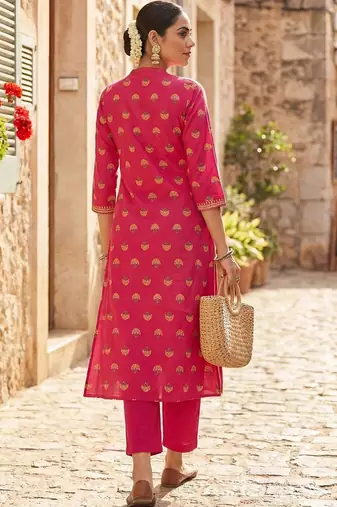 Women Ethnic Motifs Printed Regular Pure Cotton Kurta with Trousers