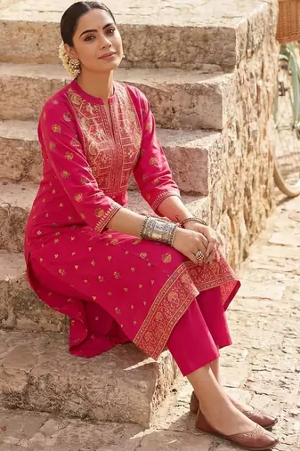 Women Ethnic Motifs Printed Regular Pure Cotton Kurta with Trousers