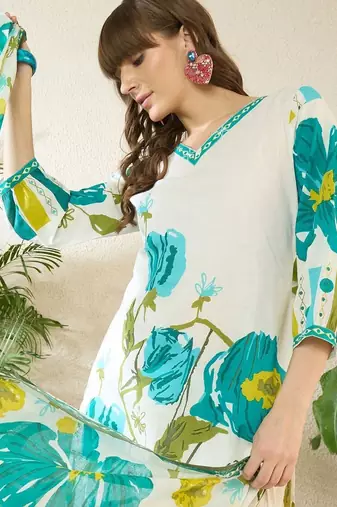 Women Floral Printed Regular Pure Cotton Kurta with Trousers & With Dupatta