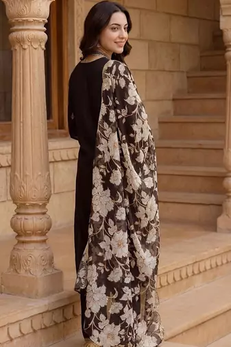Women Ethnic Motifs Embroidered Regular Thread Work Kurta with Trousers & With Dupatta