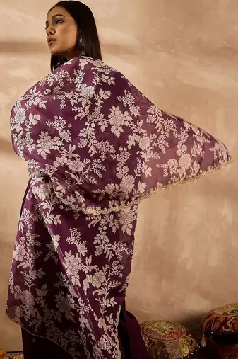 Women Ethnic Motifs Embroidered Regular Thread Work Kurta with Palazzos & With Dupatta
