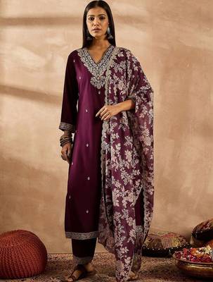 Women Ethnic Motifs Embroidered Regular Thread Work Kurta with Palazzos & With Dupatta 5