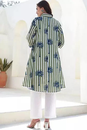 Women Printed Regular Pure Cotton Kurta with Trousers