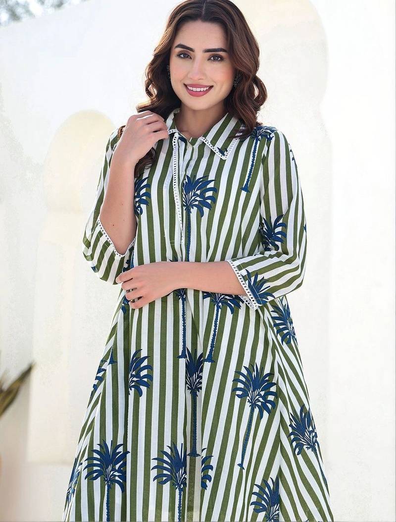 Women Printed Regular Pure Cotton Kurta with Trousers
