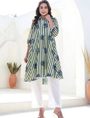 Women Printed Regular Pure Cotton Kurta with Trousers 6