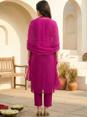 Women Ethnic Motifs Printed Regular Thread Work Kurta with Trousers & With Dupatta 3