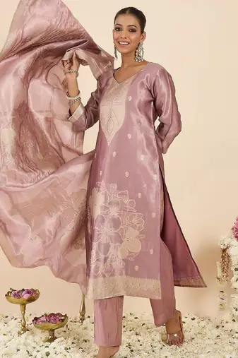 Women Ethnic Motifs Regular Kurta with Trousers & With Dupatta