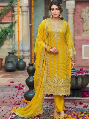Women Ethnic Motifs Embroidered Regular Thread Work Kurta with Trousers & With Dupatta 5