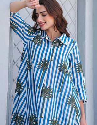 Women Printed Regular Pure Cotton Kurti with Trousers 1