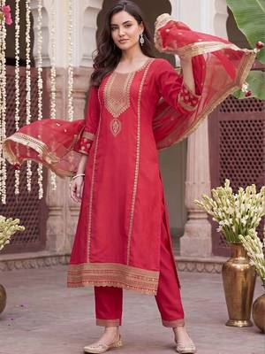 Women Ethnic Motifs Embroidered Regular Kurta with Trousers & With Dupatta 1