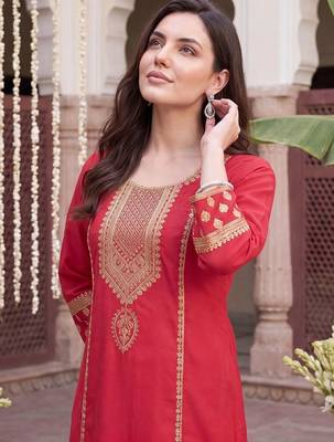 Women Ethnic Motifs Embroidered Regular Kurta with Trousers & With Dupatta 2