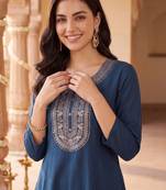 Women Ethnic Motifs Embroidered Regular Thread Work Kurta with Trousers & With Dupatta