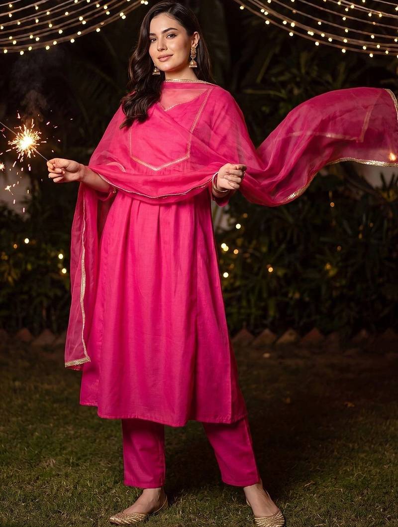 Women Regular Gotta Patti Kurta with Trousers & With Dupatta