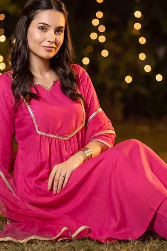 Women Regular Gotta Patti Kurta with Trousers & With Dupatta