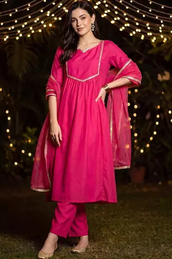 Women Regular Gotta Patti Kurta with Trousers & With Dupatta