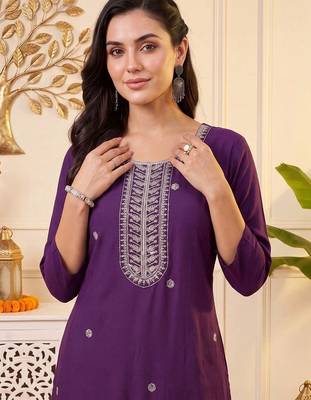 Women Ethnic Motifs Embroidered Regular Thread Work Kurta with Trousers & With Dupatta 2