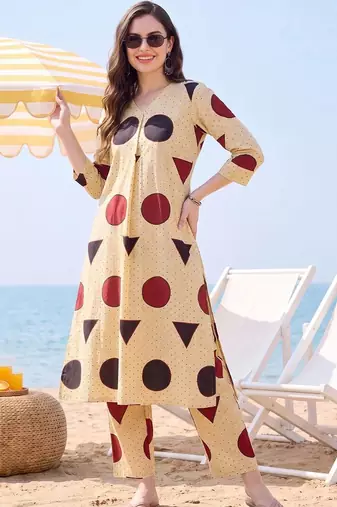 Women Printed Regular Pure Cotton Kurta with Trousers