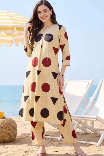 Women Printed Regular Pure Cotton Kurta with Trousers