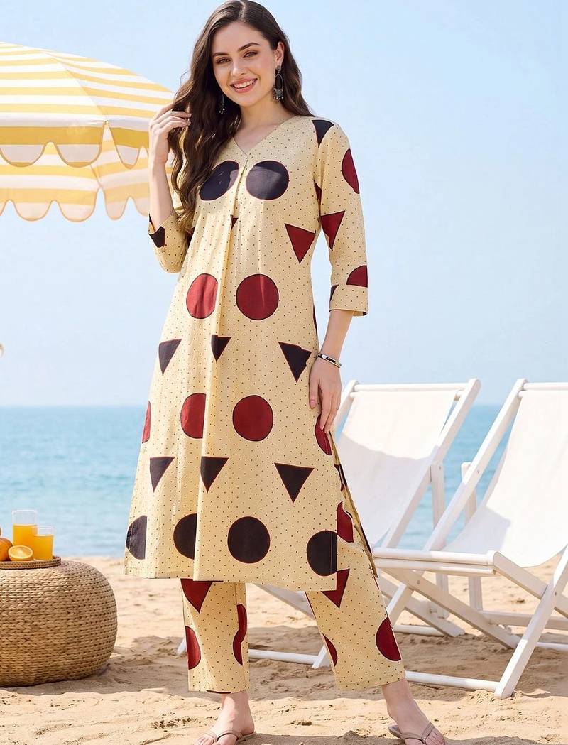 Women Printed Regular Pure Cotton Kurta with Trousers