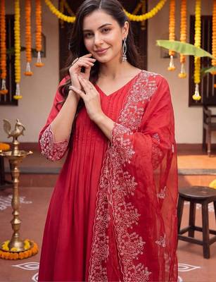 Women Ethnic Motifs Embroidered Regular Thread Work Kurta with Trousers & With Dupatta 2