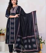 Women Ethnic Motifs Printed Regular Pure Cotton Kurta with Trousers & With Dupatta