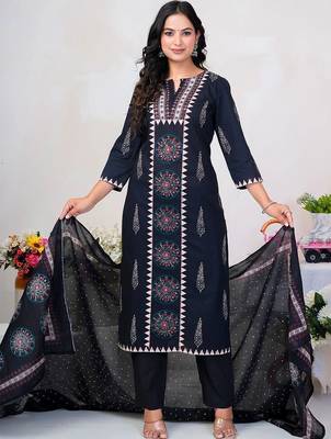 Women Ethnic Motifs Printed Regular Pure Cotton Kurta with Trousers & With Dupatta 2