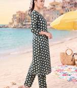 Women Printed Regular Pure Cotton Kurta with Trousers