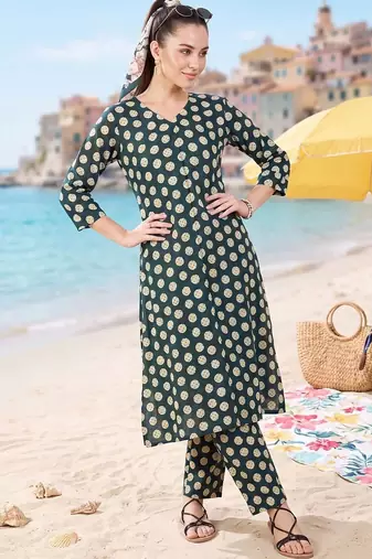 Women Printed Regular Pure Cotton Kurta with Trousers