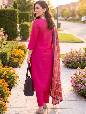 Women Ethnic Motifs Regular Kurta with Trousers & With Dupatta 4