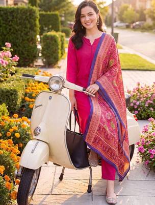 Women Ethnic Motifs Regular Kurta with Trousers & With Dupatta 5
