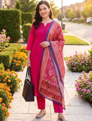 Women Ethnic Motifs Regular Kurta with Trousers & With Dupatta 6