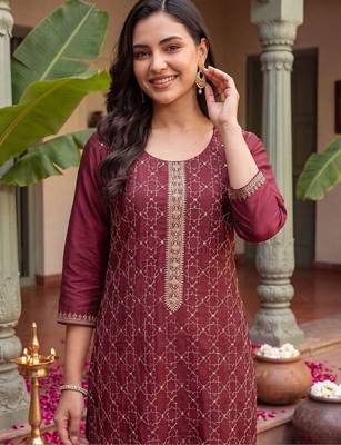 Women Ethnic Motifs Embroidered Regular Thread Work Kurta with Trousers & With Dupatta 2