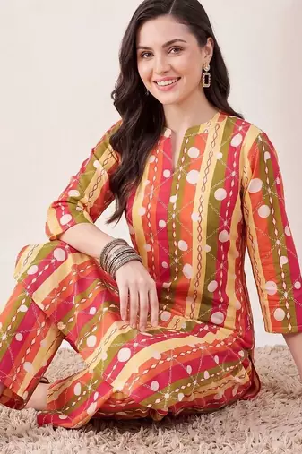 Women Printed Regular Pure Cotton Kurta with Palazzos