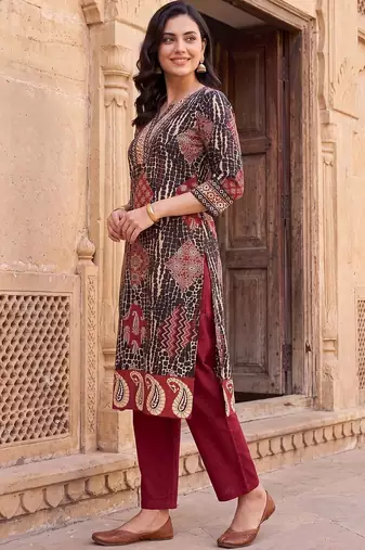 Women Ethnic Motifs Printed Regular Pure Cotton Kurta with Trousers