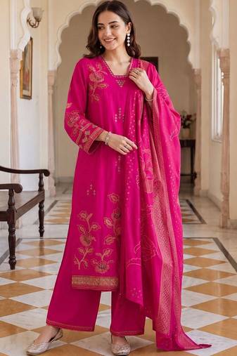 Women Floral Printed Regular Kurta with Palazzos & With Dupatta