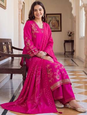 Women Floral Printed Regular Kurta with Palazzos & With Dupatta 5