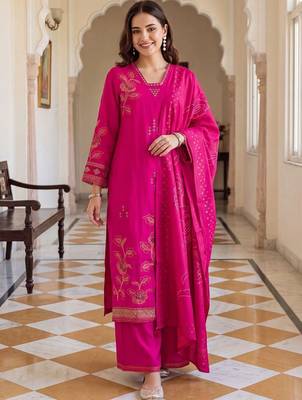 Women Floral Printed Regular Kurta with Palazzos & With Dupatta 6