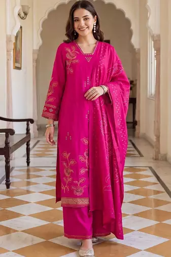 Women Floral Printed Regular Kurta with Palazzos & With Dupatta