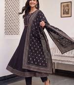 Women Ethnic Motifs Embroidered Regular Thread Work Pure Cotton Kurta with Trousers & With Dupatta